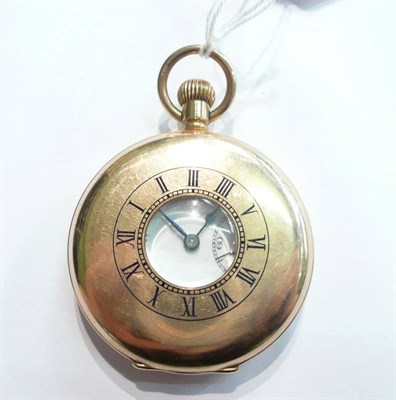 Lot 73 - A 9ct gold half hunting cased pocket watch signed Benson with fitted box