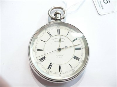 Lot 85 - A silver chronograph pocket watch