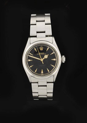 Lot 413 - A Stainless Steel Automatic Centre Seconds Wristwatch, signed Rolex, Oyster Perpetual,...