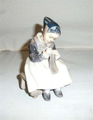 Lot 128 - Small Royal Copenhagen figure of a girl knitting, no 1314