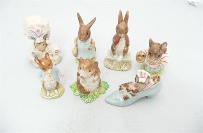 Lot 139 - Seven Beswick Beatrix Potter mice and rabbit figures