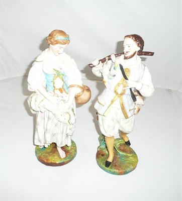 Lot 149 - A pair of bisque figures stamped underside GJ (George Jones)