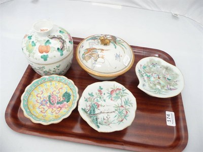 Lot 174 - Five pieces of Chinese famille rose stands and bowls