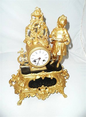 Lot 176 - A gilt metal striking mantel clock