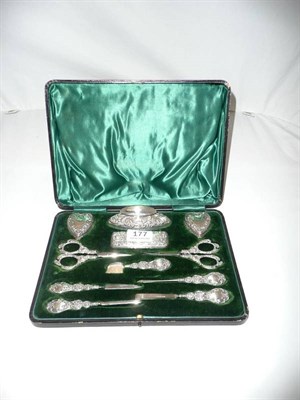 Lot 177 - Silver manicure set in fitted case