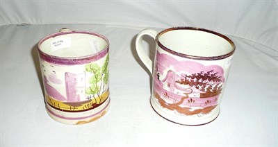 Lot 178 - Two 19th century pink lustre porter mugs