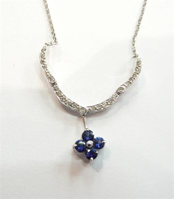 Lot 190 - Diamond and sapphire necklace and pendant