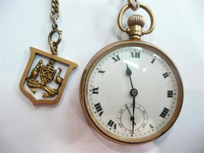 Lot 212 - 9ct gold-cased pocket watch, 9ct gold chain and a 15ct gold medal