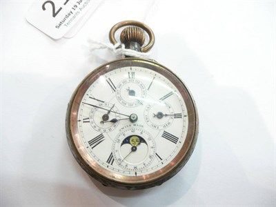 Lot 217 - A triple calendar pocket watch