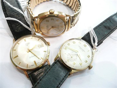 Lot 219 - Three 9ct Gold gent's wristwatches