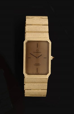 Lot 425 - A Rectangular 18ct Gold Automatic Wristwatch, signed Omega, Constellation, Chronometer, circa 1975