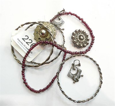 Lot 226 - A ruby necklace, two brooches, earrings, etc