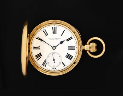 Lot 432 - An 18ct Gold Full Hunting Cased Keyless Lever Pocket Watch, signed West End Watch Co, circa...