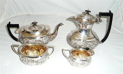 Lot 305 - A four piece silver tea set