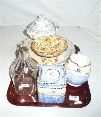 Lot 310 - Silver mounted decanter and a quantity of assorted ceramics