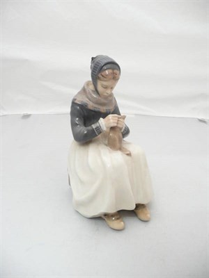 Lot 324 - Royal Copenhagen large figure of a girl knitting, no 1317