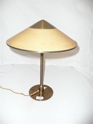 Lot 326 - Modernistic brass table lamp with parchment shade