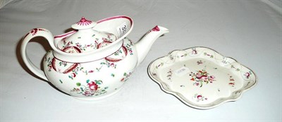 Lot 332 - 18th century Newhall teapot and dish