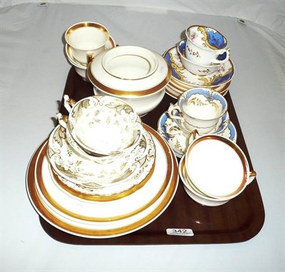 Lot 342 - Gilt and white Rockingham and Rockingham trios and cups and saucers