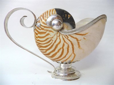 Lot 440 - An American Silver Mounted Nautilus Shell Jug, in Renaissance Revival Style, Tiffany & Co, 20th...