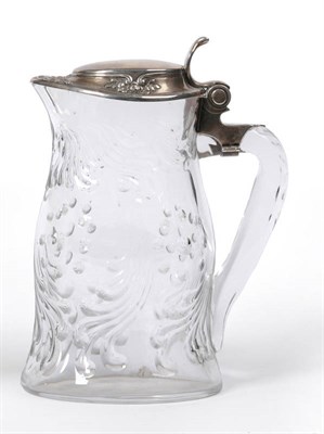 Lot 441 - An American Silver Mounted Claret Jug, Tiffany & Co, circa 1890, the ogee "rock crystal" glass body