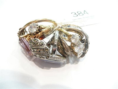 Lot 384 - Ten gold and silver finger rings