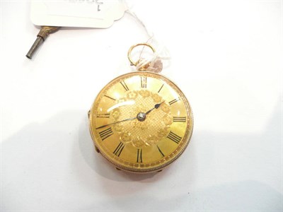 Lot 388 - An 18ct gold fob watch (a.f.)