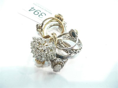 Lot 394 - Ten gold and silver dress rings