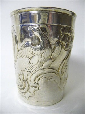 Lot 444 - A Russian Silver Beaker, maker's mark BA, Moscow 1767, of tapering cylindrical form chased with...