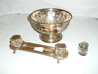 Lot 417 - Silver inkstand dish and bowl