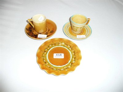 Lot 418 - Two Linthorpe cups and saucers and a Linthorpe plate