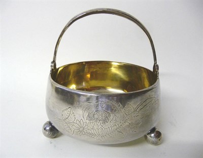 Lot 445 - A Russian Silver Sugar Basin, maker's mark KH, Moscow, 1894, of cauldron shape, engraved with...