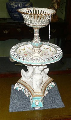 Lot 438 - Parian - Copeland, part glazed two-tier table centrepiece, circa 1860