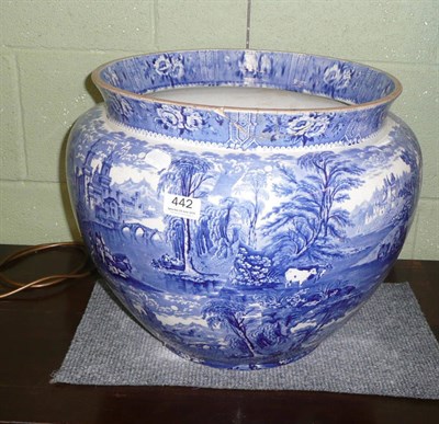 Lot 442 - A Staffordshire blue and white jardiniere