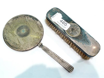 Lot 465 - Georg Jensen silver chrysanthemum motif hand mirror and matching clothes brush