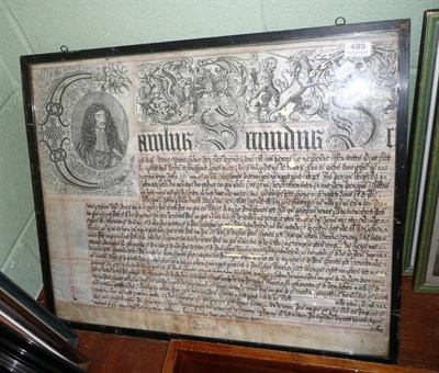 Lot 489 - Charles II indenture on vellum