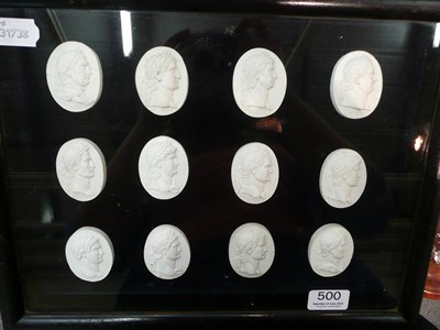 Lot 500 - Framed set of twelve cameos