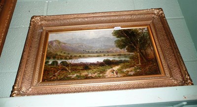 Lot 503 - A 19th Century gilt framed oil on board, river landscape