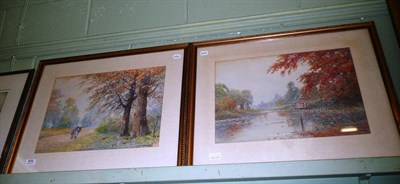 Lot 505 - Two gilt framed watercolour landscapes signed T H Wotonabe