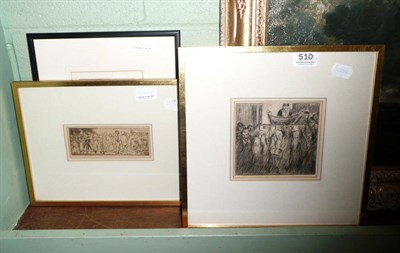 Lot 510 - Sir Frank Brangwyn framed etching 'The Bridge' with two others