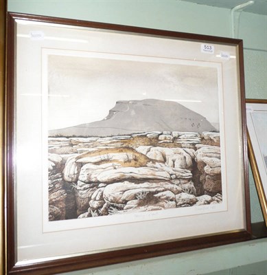 Lot 513 - Simon Bull coloured etching 'Pen-y-Ghent' limited edition 23/200, signed and dated 1983