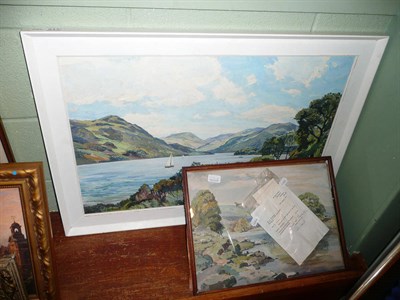 Lot 517 - Walter Horsnell watercolour, oil on canvas sailing boats (2)