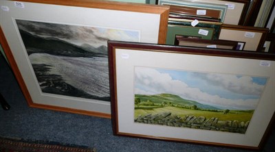 Lot 525 - Piers Brown framed etching and a modern watercolour (2)