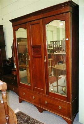 Lot 547 - Edwardian mirror-door wardrobe