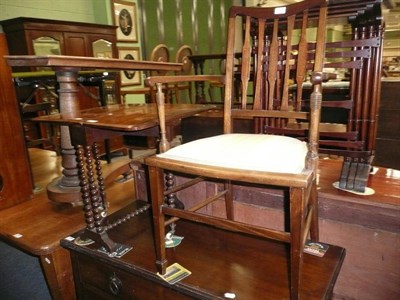 Lot 559 - Victorian Walnut Sutherland table and an Edwardian mahogany armchair