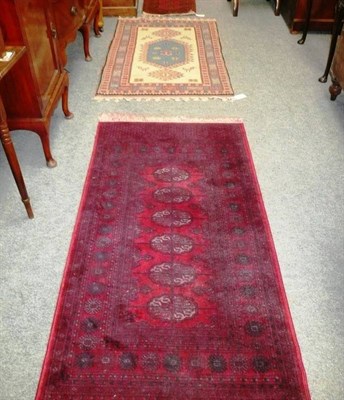 Lot 564 - Afghan prayer rug, and four other rugs (one machine made) (5)