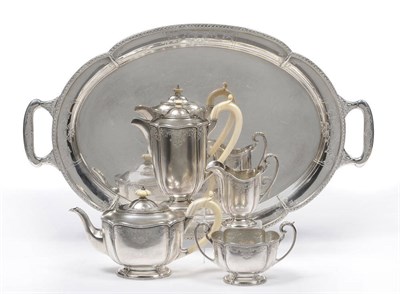 Lot 460 - A George V Five Piece Tea Service, Finnigans Ltd, London 1930, each piece of oval section,...