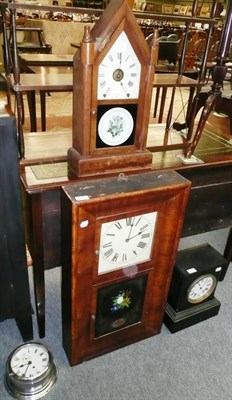 Lot 581 - American Square wall clock, 8 x Day Smiths chrome wall clock, slate mantle clock, American...