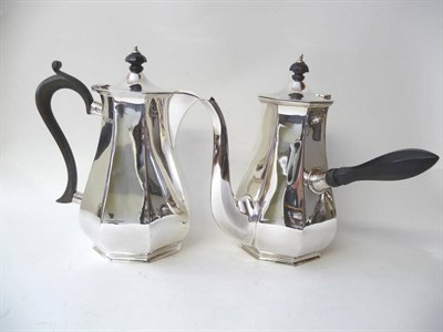 Lot 461 - A Pair of George V Octagonal Cafe au Lait Pots, Alexander Clark & Co Ltd, Sheffield 1923, the...