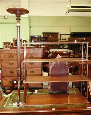 Lot 587 - Edwardian mahogany jardiniere stand and four tier mahogany hanging shelves